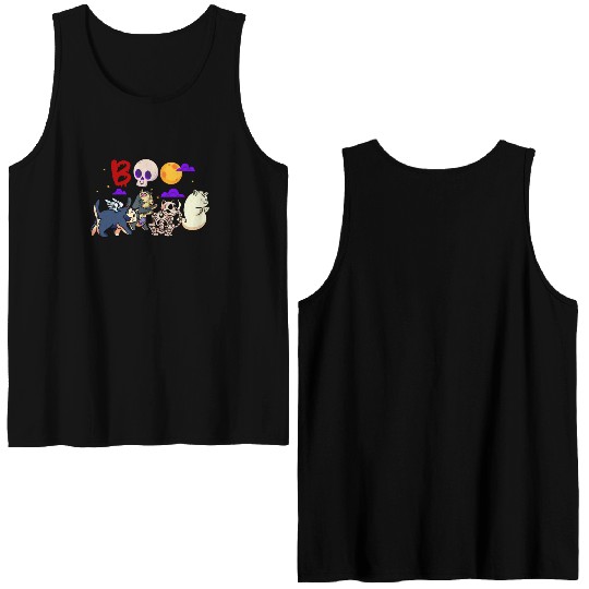 Boo! | Spooky Funny Halloween | Mummy Skeleton Double Sided Tank Tops