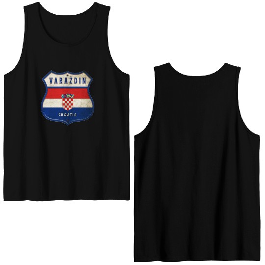 Varaždin Croatia flag coat of arms design Double Sided Tank Tops