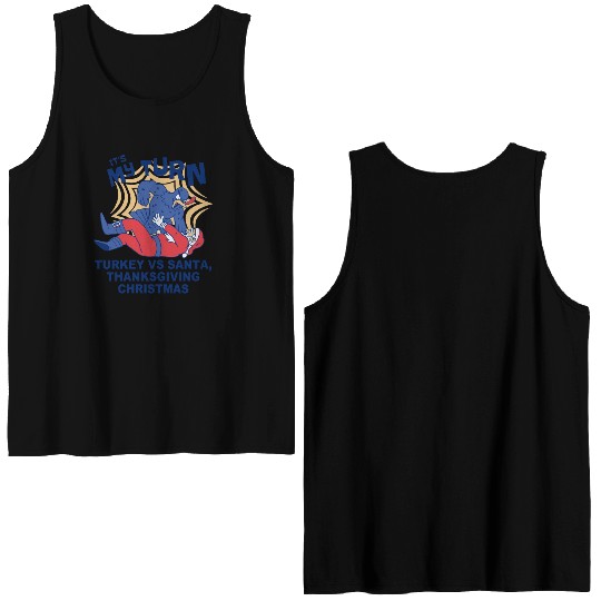 It's My Turn.Turkey Vs Santa, Thanksgiving vs Xmas Double Sided Tank Tops