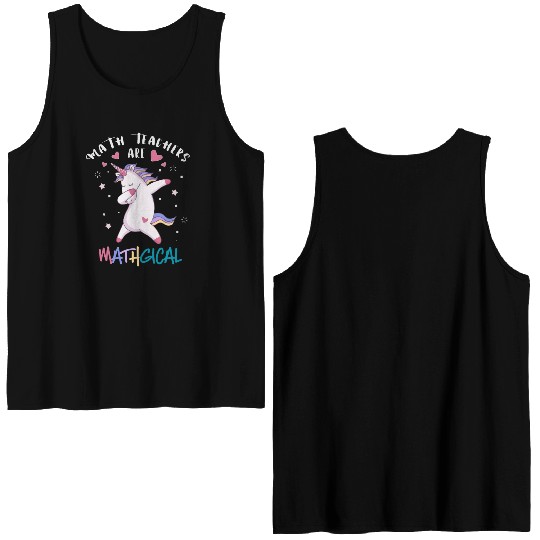 Math Teacher Unicorn Double Sided Tank Tops