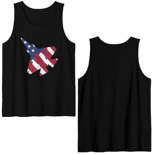F-35 Lightning Military American Painted Flag Jet Double Sided Tank Tops