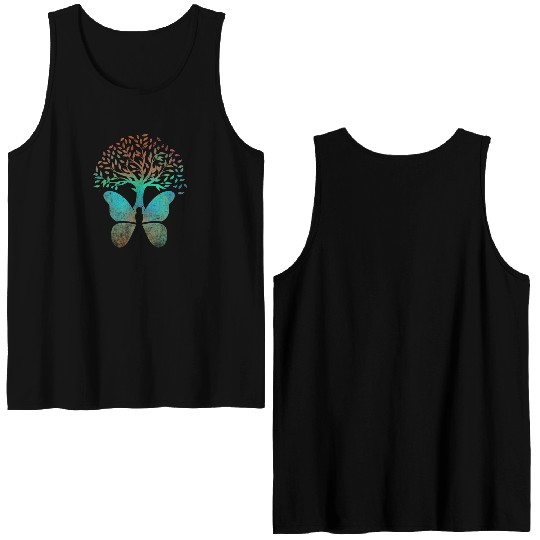 Butterfly Tree Beautiful Animal Butterflies Tree Double Sided Tank Tops