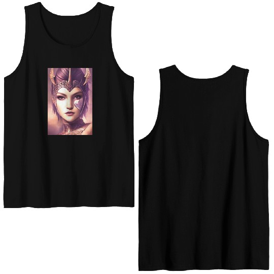 Warrior princess wearing gothic plate dark fantasy Double Sided Tank Tops