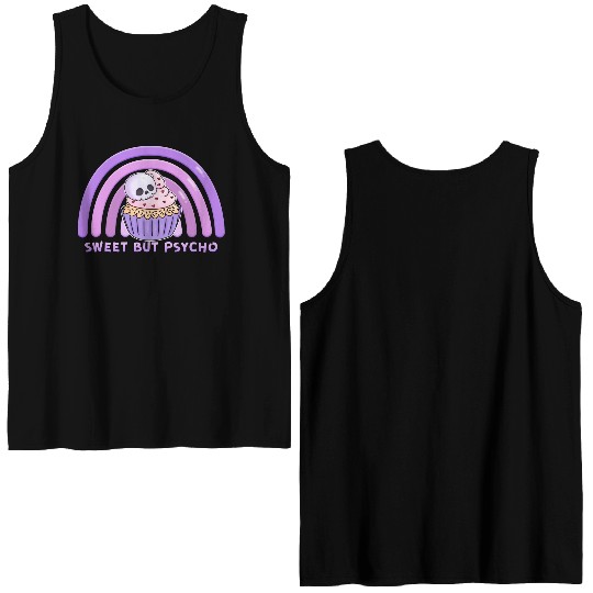 Chibi Skeleton skull sweet but psycho raindow cupc Double Sided Tank Tops