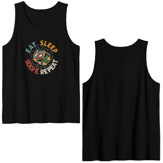 Eat Sleep Solve Repeat Math Speed Cubing Genie Double Sided Tank Tops