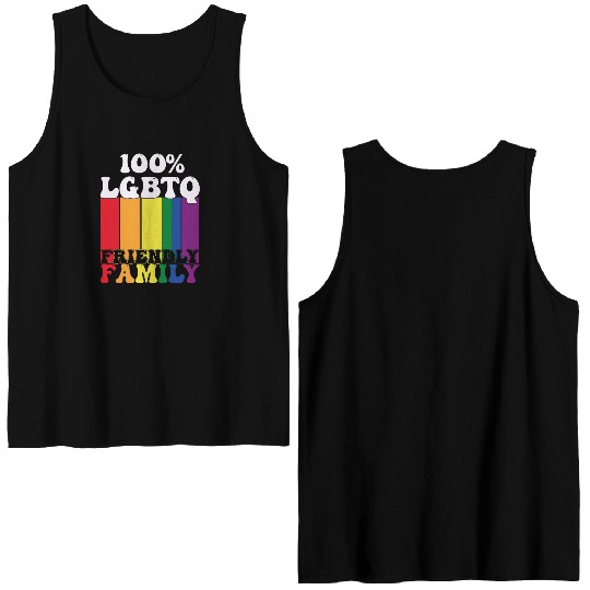 LGBTQ Friendly Family Gay Pride Month Rainbow Double Sided Tank Tops