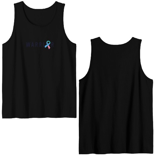 Thyroid Cancer Warrior Men Pink Blue Teal Ribbon Double Sided Tank Tops
