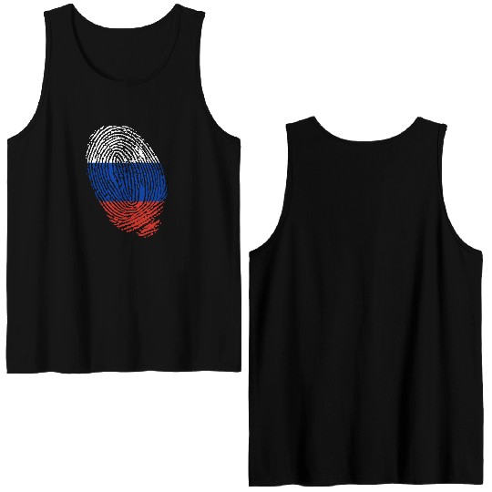 Russian flag fingerprints Double Sided Tank Tops