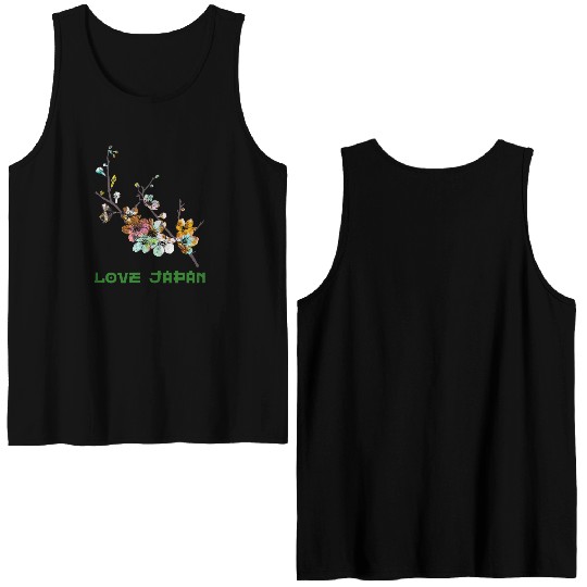 Cherry Blossom Sakura Tree Symbol Word Kanji Love Double Sided Tank Tops