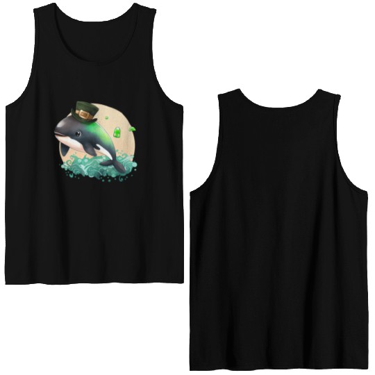 St Patrick's Day Irish Cute Orca Saint Patrick Double Sided Tank Tops
