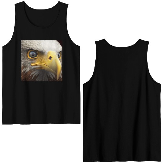 bald eagle eyes hyper realistic hyper details Double Sided Tank Tops