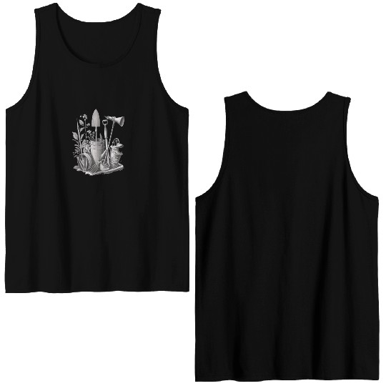 Florist Gardener Dad Grayscale Gardening Tools Double Sided Tank Tops