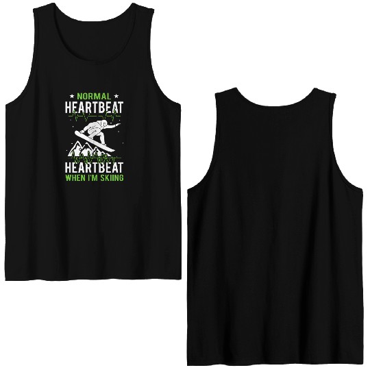 Normal Heartbeat funny skiing Double Sided Tank Tops design