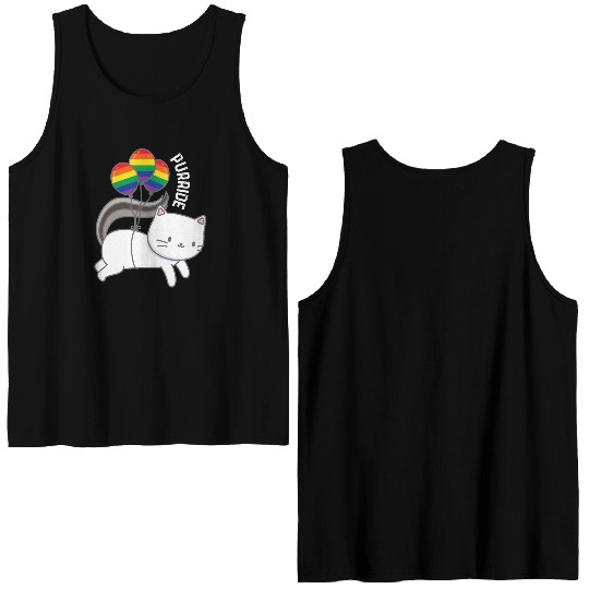 Purride Cat Balloon Rainbow Gay Double Sided Tank Tops
