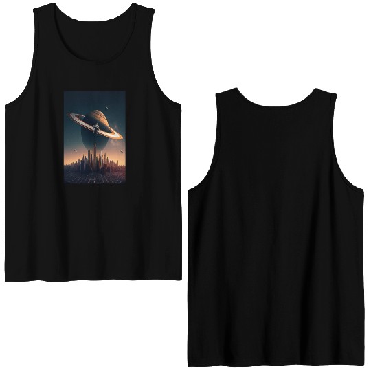 Solar system planet Saturn galaxy Double Sided Tank Tops