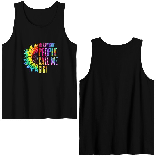My Favorite People Call Me Gigi Sunflower Tie Dye Double Sided Tank Tops