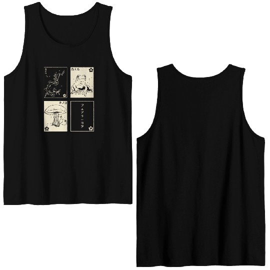 Cottagecore Tarot Cards Fungi Frog Goblincore Double Sided Tank Tops