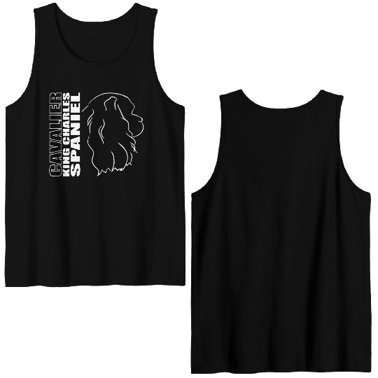 Cavalier King Charles Spaniel Profile dog mom Double Sided Tank Tops