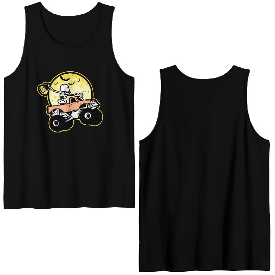 Funny Halloween Skeleton Trucker Double Sided Tank Tops