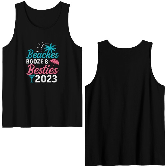 Beaches Booze Besties 2023 Holiday Spring Break Double Sided Tank Tops
