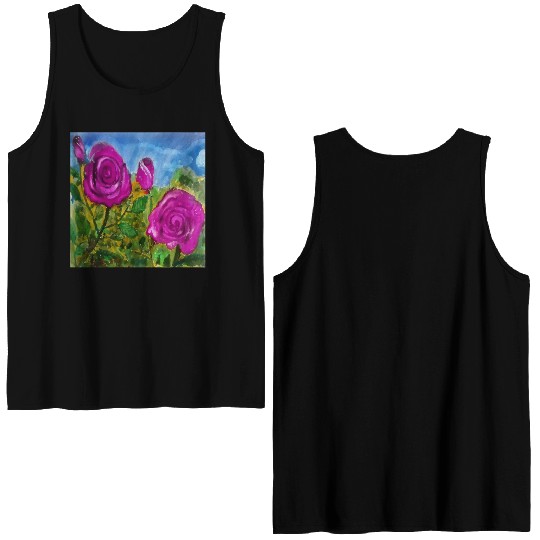 Hand Painted Roses Double Sided Tank Tops Double Sided Tank Tops Mugs Tote Bags
