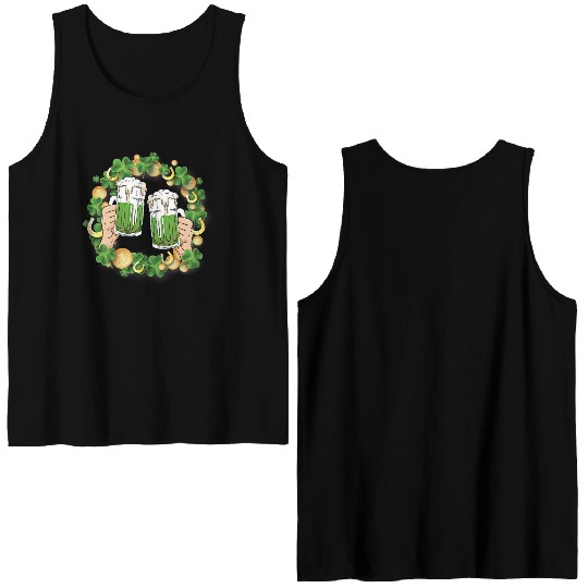 St. Patrick's Day Irish Green Beer, Wine Cups Double Sided Tank Tops