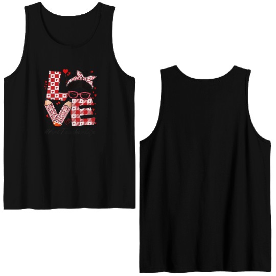 Art Teacher Love Messy Bun Double Sided Tank Tops