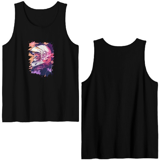 Aesthetic Vaporwave Space Cat 80s 90s Astronaut Double Sided Tank Tops