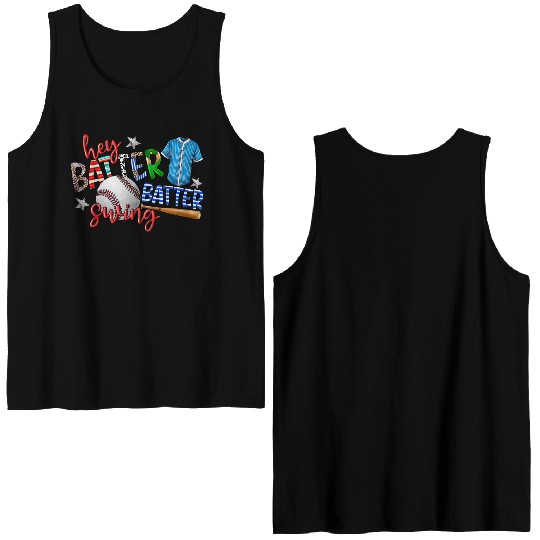 Hey Batter Batter Swing Double Sided Tank Tops