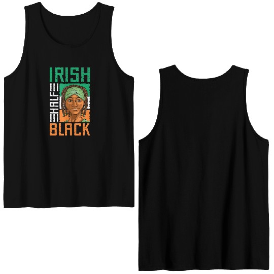 Half Irish Half Black St Patricks Day Double Sided Tank Tops