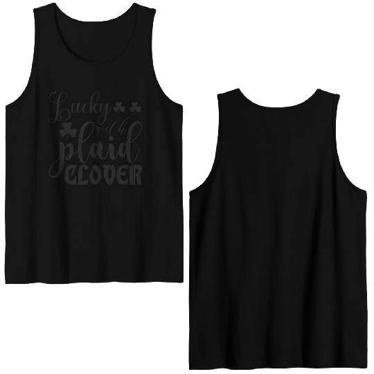 Lucky with plaid clover Double Sided Tank Tops