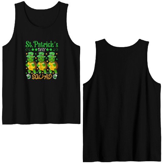 St. Patrick’s Day Squad Funny Turtle Lover Double Sided Tank Tops