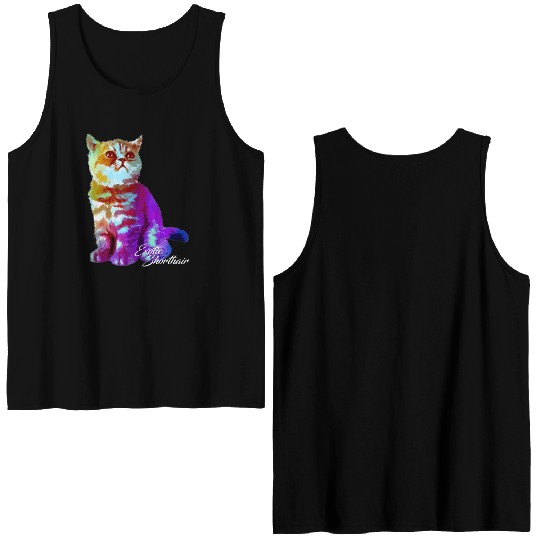 Colorful Exotic Shorthair Cat Funny Kitties Lover Double Sided Tank Tops
