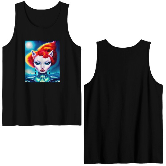 "Alien Cat Woman" Double Sided Tank Tops