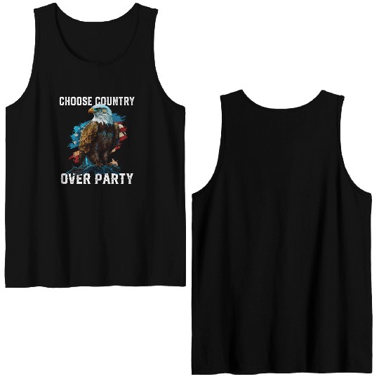 Choose Country Over Party Patriotic Patriotism Double Sided Tank Tops