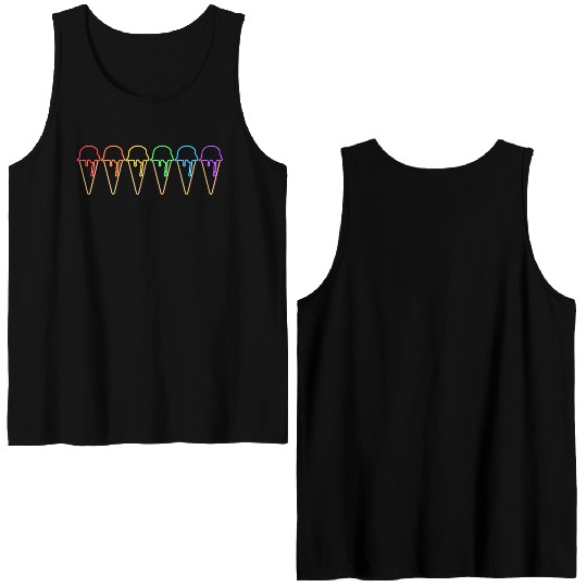 Rainbow Neon Ice Cream Cones Double Sided Tank Tops