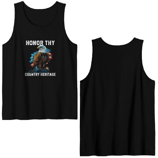 Honor Thy Country Heritage American Bald Eagle Double Sided Tank Tops
