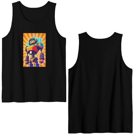 super hero cartoon iron man robot Double Sided Tank Tops