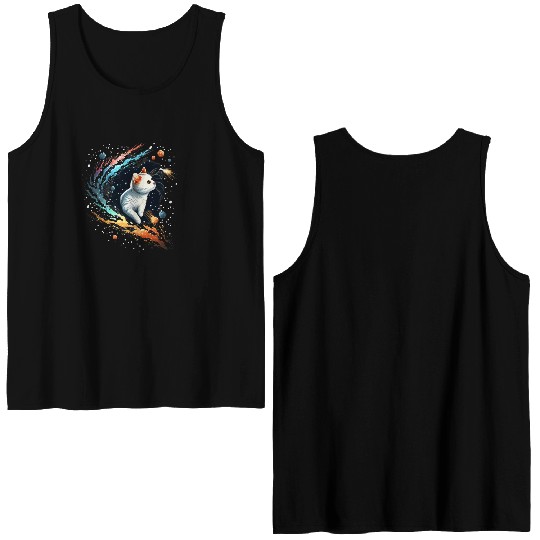 Astronaut Cat or Space Cat on Galaxy Cat Lover Double Sided Tank Tops