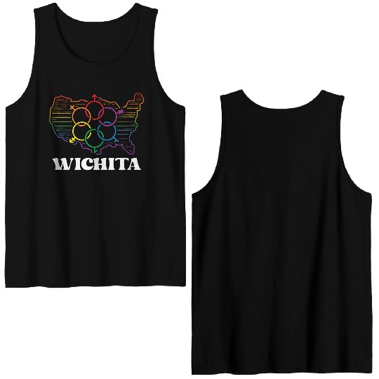 Wichita Pride Month Pride Flag LGBT Community LGBT Double Sided Tank Tops
