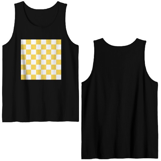 Yellow checker rectangle background. Double Sided Tank Tops