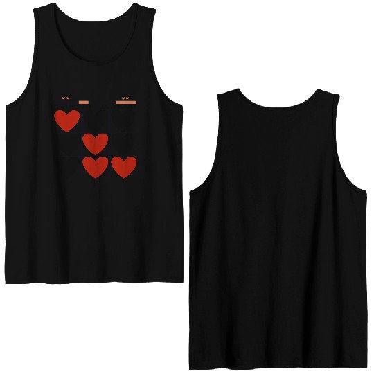 Tic Tac Toe Red Heart vs. Black Heart Double Sided Tank Tops
