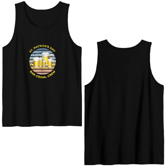 ST PATRICK'S DAY BAR CRAWL CREW Double Sided Tank Tops