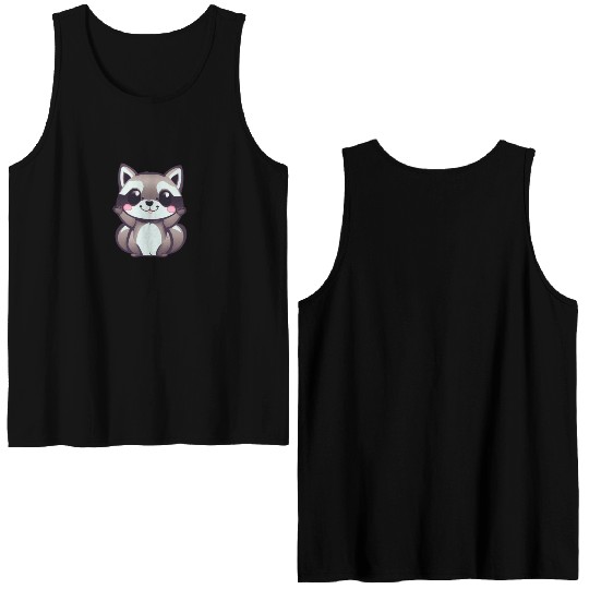 cute chibi raccoon Double Sided Tank Tops