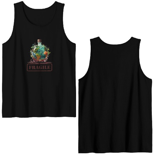 Fragile , Earth Day 2023 Planet Anniversary Double Sided Tank Tops