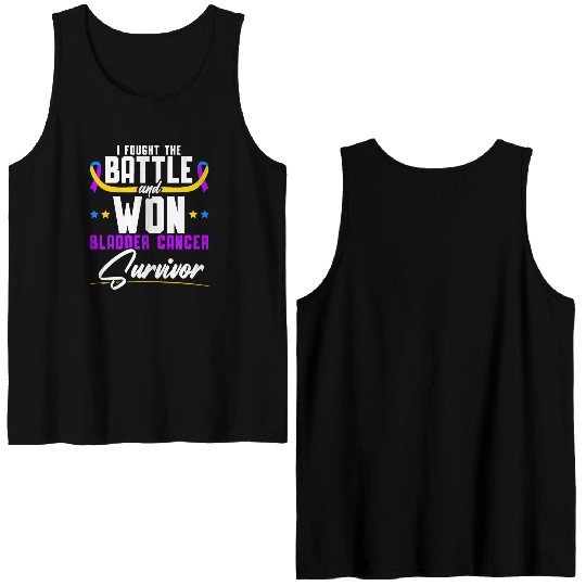 Fought The Battle And Won Bladder Cancer Survivor Double Sided Tank Tops