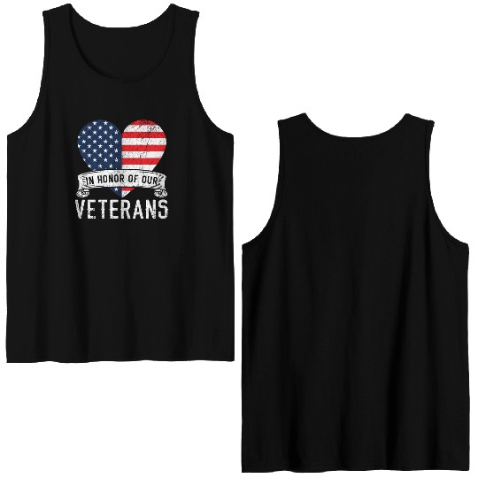 Patriotic Veteran USA Flag American Memorial Day Double Sided Tank Tops