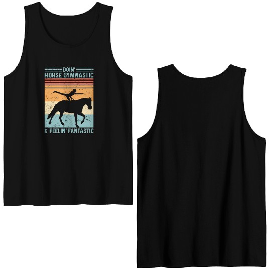 Funny Equestrian Horse Vaulting Retro Double Sided Tank Tops