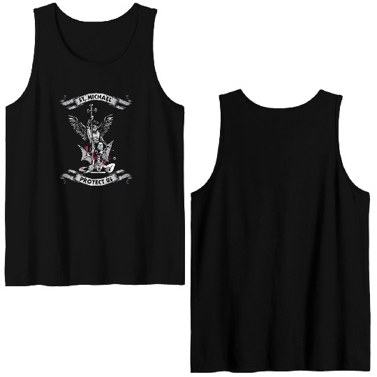 Archangel Saint Michael Protect Us Defend Us Long Double Sided Tank Tops