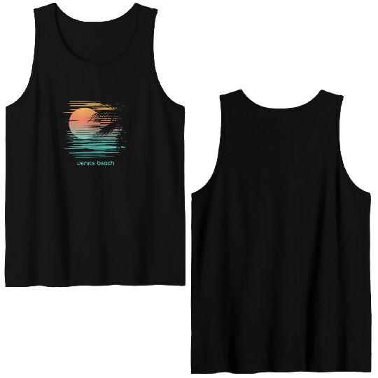 Artistic Venice Beach California Palm Tree Double Sided Tank Tops